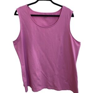 🩷 Charter Club/Macy’s Soft Cotton Scoop Neck Tank/Sleeveless Top, Pink 2X